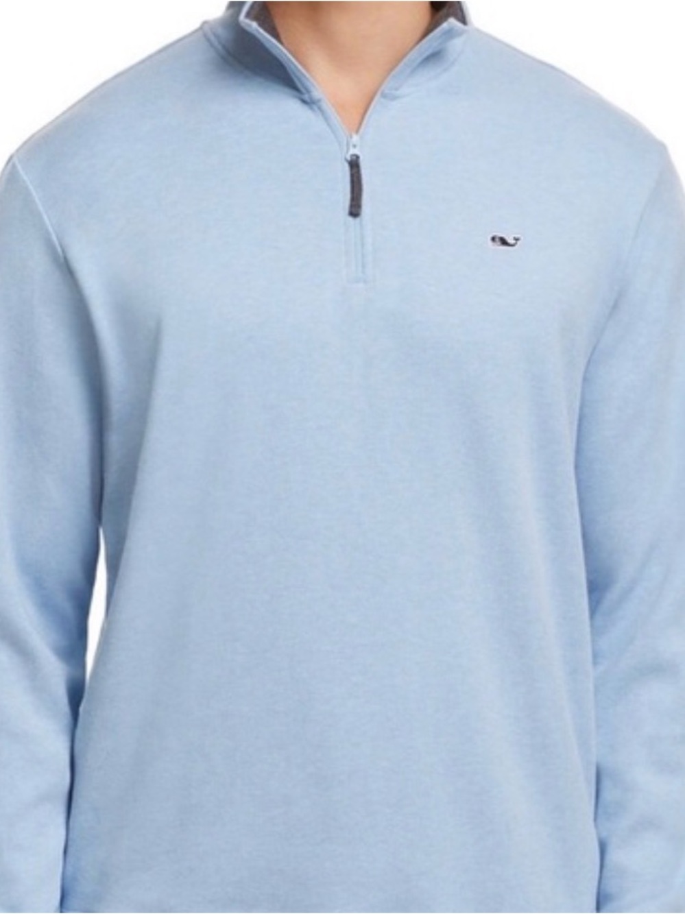 Vineyard Vines 1/4 Zip Sweatshirt Mens Large Blue Mock Neck Cotton Logo Pullover
